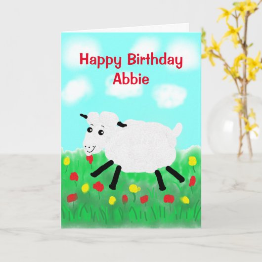 Happy Sheep Birthday Kaart (Gele Bloem)
