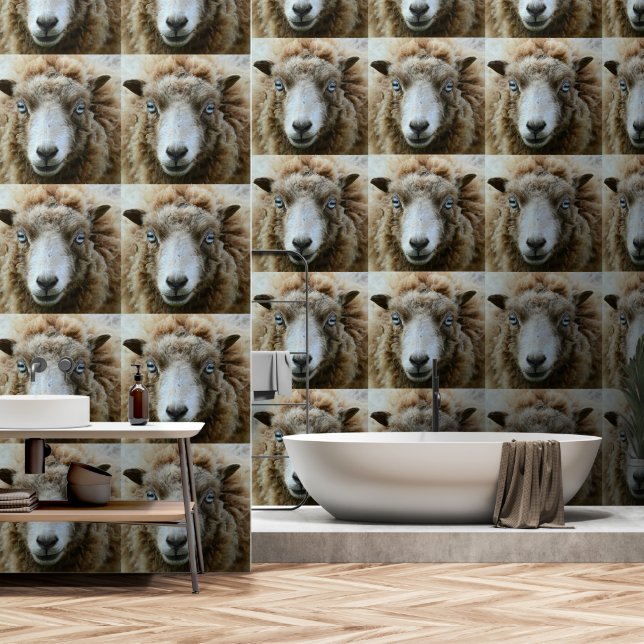 Happy Sheep Funny Behang (Badkamer)
