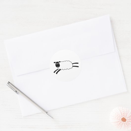 Happy Sheep Ronde Sticker (Envelop)