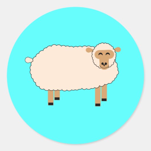Happy Sheep Ronde Sticker (Voorkant)