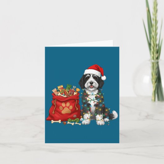 Happy Sheepadoodle Christmas Lights Dog Mom Sheepa Kaart (Voorkant)