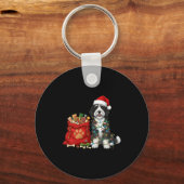 Happy Sheepadoodle Christmas Lights Dog Mom Sheepa Sleutelhanger (Voorkant)