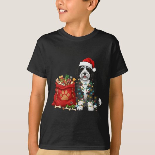 Happy Sheepadoodle Christmas Lights Dog Mom Sheepa T-shirt (Voorkant)