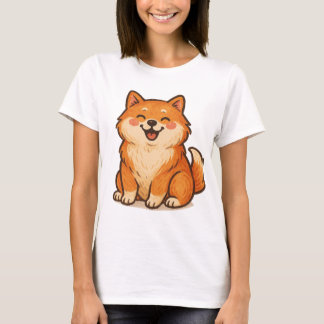 Happy Shiba Dog – Schattigee handgetekende diereni T-shirt