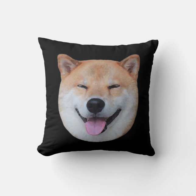 Happy shiba in je gezicht | Glimlende hondengift Kussen (Voorkant)