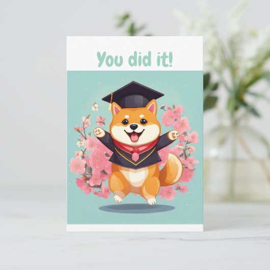 Happy Shiba INU Afstuderen - afstuderen Card (Staand voorkant)