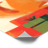 Happy Shiba Inu beside Christmas Tree and Gifts Poster (Hoek)