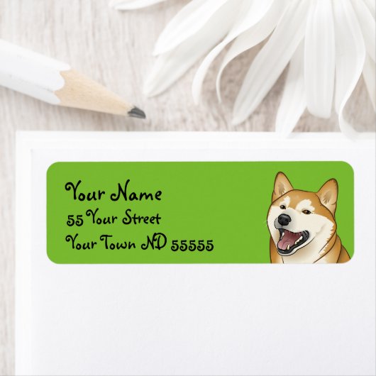 Happy Shiba Inu Hond Japans Adresetiketten Etiket (Insitu)