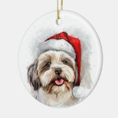 Happy Shih Tzu Dog Christmas Personalized Keramisch Ornament (Links)