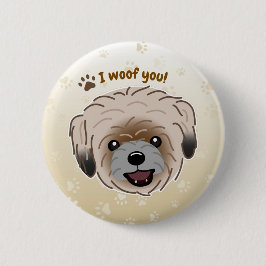 Happy Shih Tzu Hondenliefhebber I Woof You Paws Ronde Button 5,7 Cm