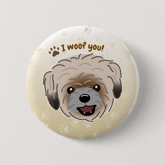 Happy Shih Tzu Hondenliefhebber I Woof You Paws Ronde Button 5,7 Cm (Voorkant)