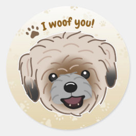 Happy Shih Tzu Hondenliefhebber I Woof You Paws Ronde Sticker