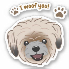 Happy Shih Tzu Hondenliefhebber I Woof You Paws Sticker