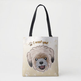 Happy Shih Tzu Hondenliefhebber I Woof You Paws Tote Bag