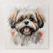 Happy Shih-tzu Puppy Inkt Portret Legpuzzel (Verticaal)