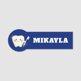 Happy Shiny Tooth Dental Name Tag