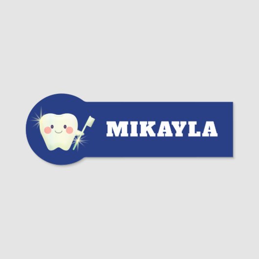 Happy Shiny Tooth Dental Name Tag (Voorkant)