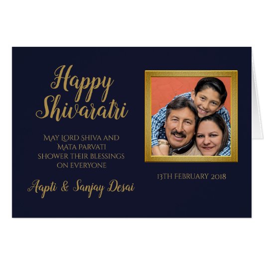 Happy Shivratri English Wording - ADD PHOTO Blue (Voorkant Horizontaal)