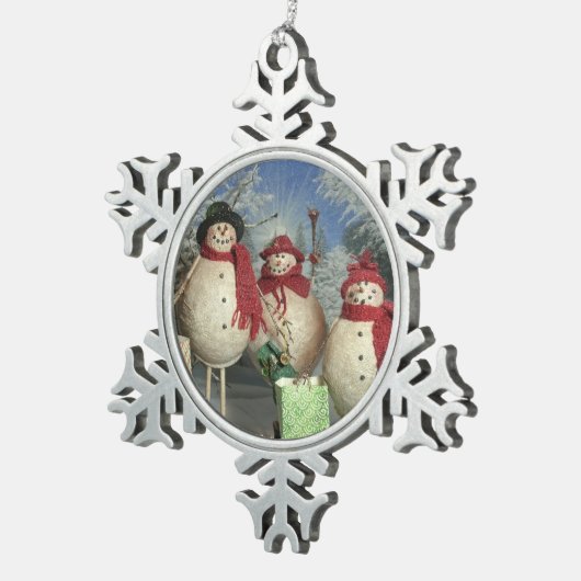 Happy Shoppers Tin Sneeuwvlok Ornament (Rechts)