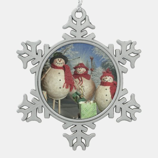 Happy Shoppers Tin Sneeuwvlok Ornament (Voorkant)