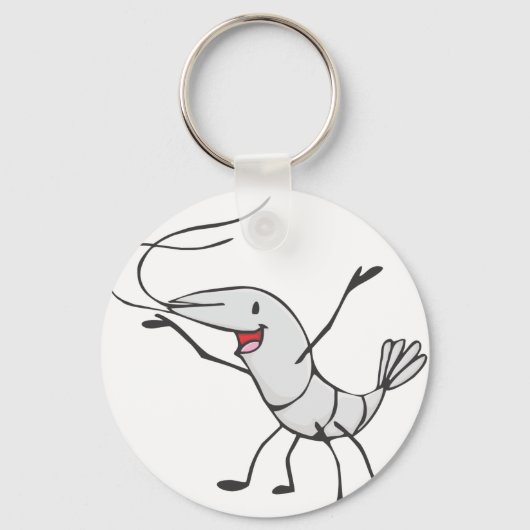 Happy Shrimp Cartoon Sleutelhanger (Voorkant)