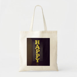 #Happy Sign Typographic Afbeelding Happy Type Word Tote Bag