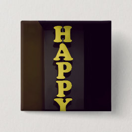 #Happy Sign Typographic Afbeelding Happy Type Word Vierkante Button 5,1 Cm