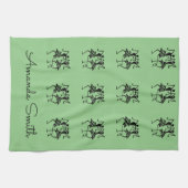 Happy Silhouette Dancers Green Theedoek (Horizontaal)