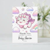 Happy Simple Dinosaur Baby shower Bedankkaart (Staand voorkant)