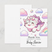 Happy Simple Dinosaur Baby shower Bedankkaart (Voorkant / Achterkant)