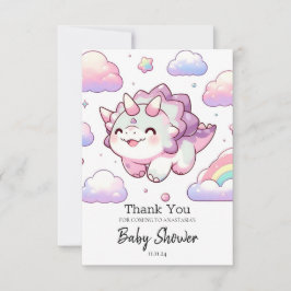 Happy Simple Dinosaur Baby shower Bedankkaart