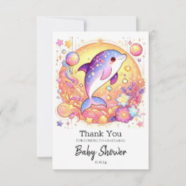 Happy Simple Dolphin Baby shower Bedankkaart