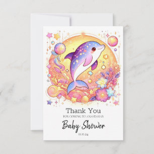 Happy Simple Dolphin Baby shower Bedankkaart