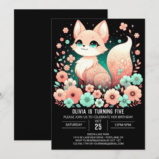 Happy Simple Fox Digitale Verjaardag Kaart (Voorkant / Achterkant)