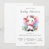 Happy Simple Koe Baby shower Kaart (Voorkant / Achterkant)