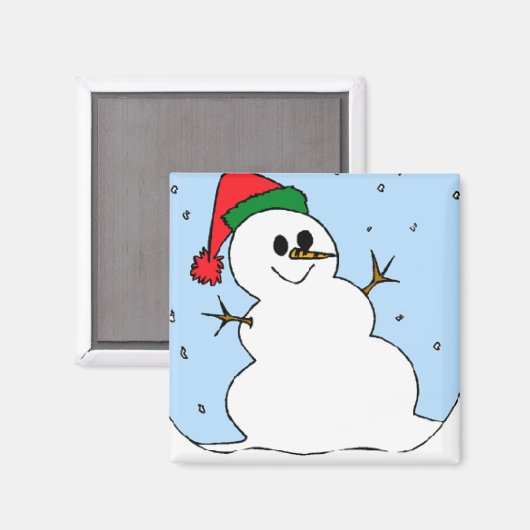 Happy Simple Snowman Magnet (Voorkant / Achterkant)