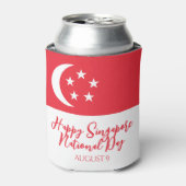 Happy Singapore Nationale Dag Singapore Vlag Blikjeskoeler (Blikje Voorkant)