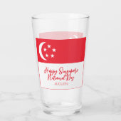 Happy Singapore Nationale Dag Singapore Vlag Glas (Achterkant)