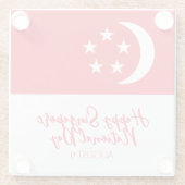 Happy Singapore Nationale Dag Singapore Vlag Glazen Onderzetter (Achterkant)