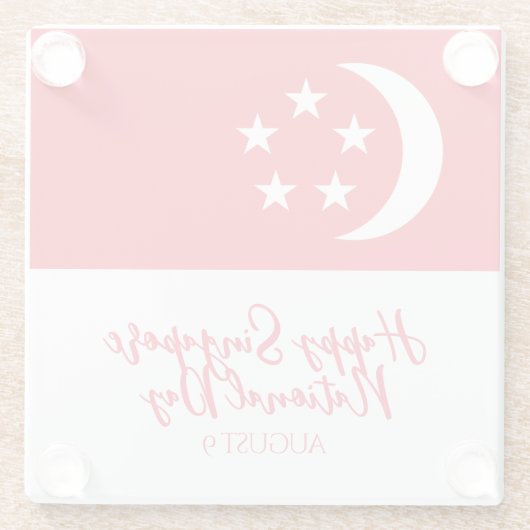 Happy Singapore Nationale Dag Singapore Vlag Glazen Onderzetter (Achterkant)