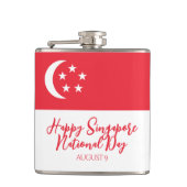 Happy Singapore Nationale Dag Singapore Vlag Heupfles (Voorkant)