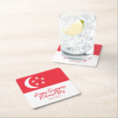 Happy Singapore Nationale Dag Singapore Vlag Kartonnen Onderzetters (Insitu)