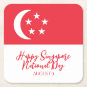 Happy Singapore Nationale Dag Singapore Vlag Kartonnen Onderzetters (Voorkant)