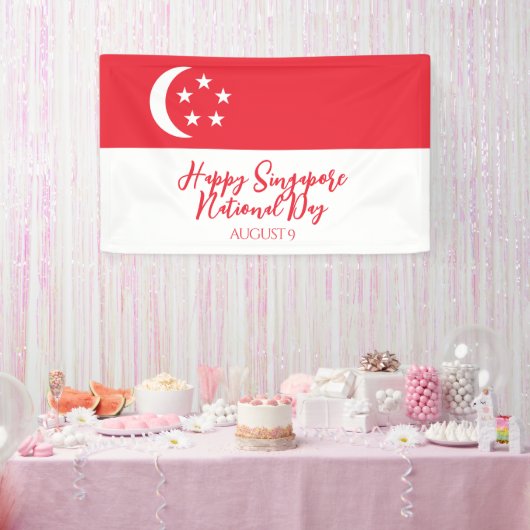 Happy Singapore Nationale Dag Singapore Vlag Spandoek (Feest)