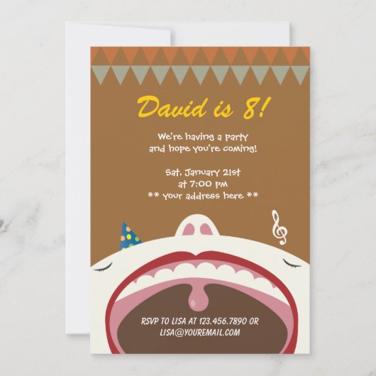 Happy Singing Kind Birthday Party Invitation Kaart (Voorkant)