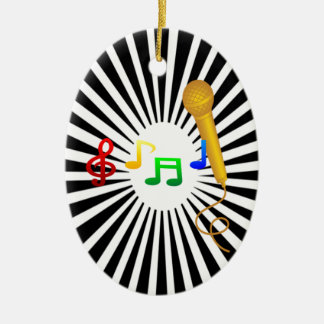 Happy Singing Music Karaoke Sweet Black White Keramisch Ornament