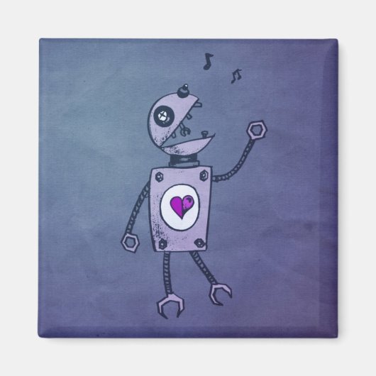 Happy Singing Retro Robot Magneet (Voorkant)