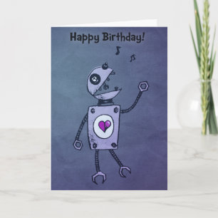 Happy Singing Robot Birthday Kaart