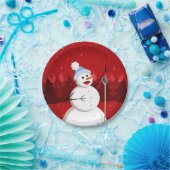 Happy Singing Snowman Kerstmis Papieren Bordje (Feest)