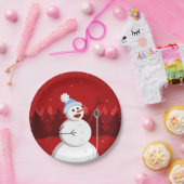 Happy Singing Snowman Kerstmis Papieren Bordje (Feest)